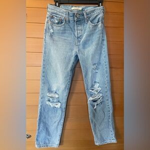 Levi's Wedgie Women's Straight Leg High Rise Button Fly Distressed Jeans Size 26